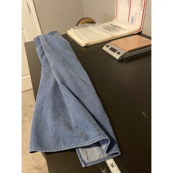 Vintage Starfire Skirt Womens 12 Blue Denim Midi Wrap Tie Elastic Waist USA 90s - Picture 6 of 7